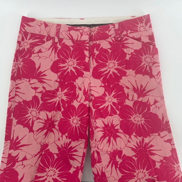 VTG Express Floral Pink Cropped Trousers Casual Funky Bright Summer Pants Sz S - Picture 1 of 11
